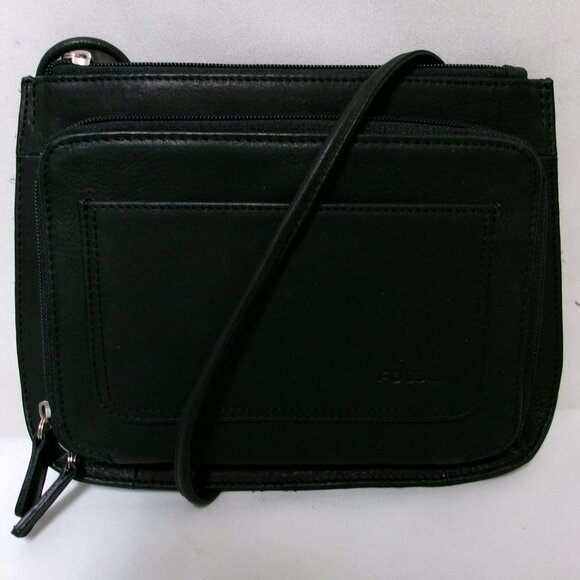 Fossil Leather crossbody bag purse w/ wallet organizer Front Pocket zip around - Picture 1 of 12